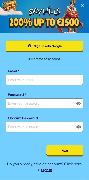 Skyhills Casino login